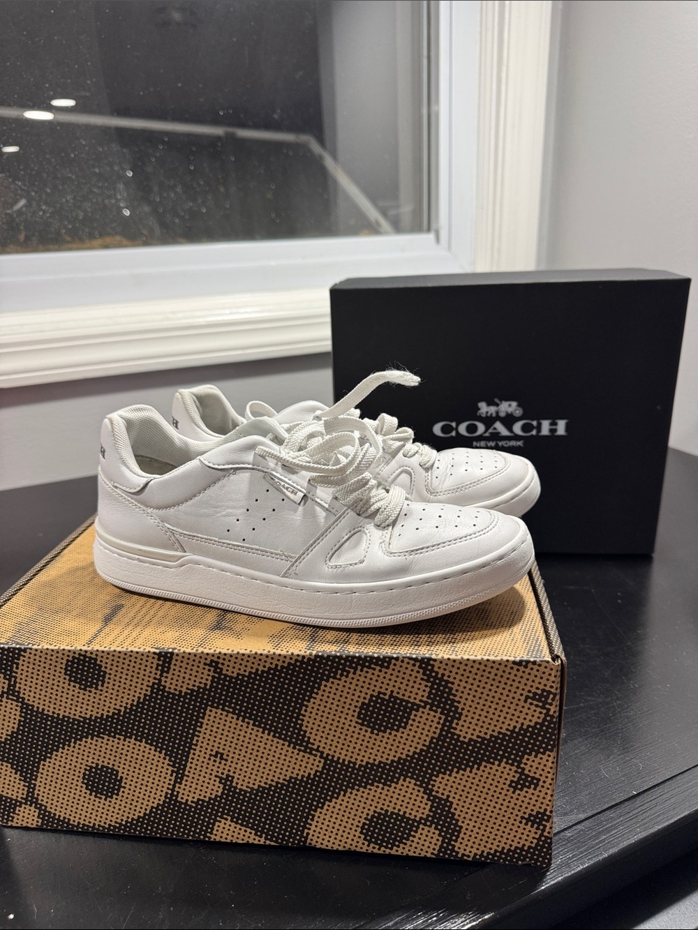 Coach White Leather Low-Top Sneakers with Perforated Details